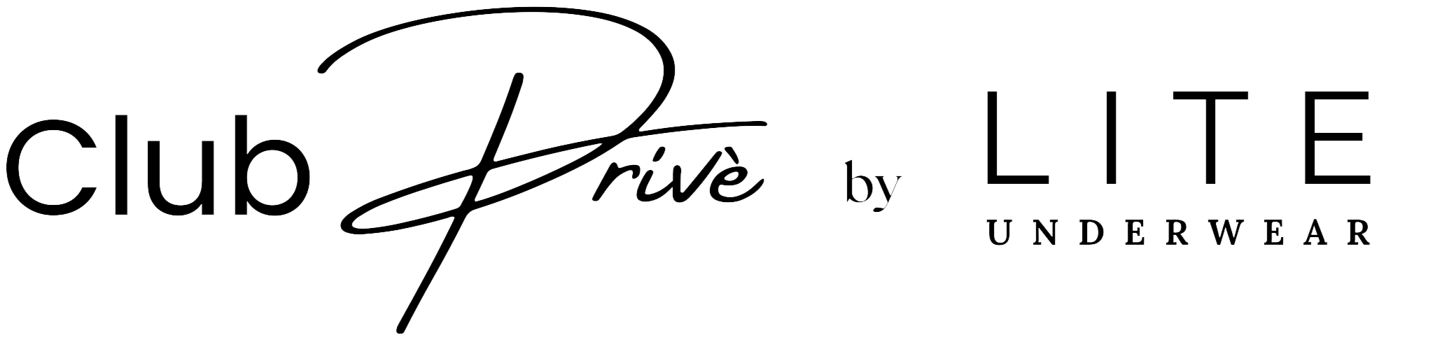 Club Privé by LITE Underwear black logo – showcasing exclusive rewards, modern elegance in luxury lingerie, and a premium underwear experience.